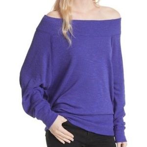 Free People Blue off the shoulder sweater